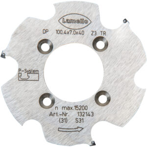 P-System fresa CNC, DP (diamante), Ø100.4×7×Ø40 mm, Z3, NL 4×Ø5.5×Ø 52 mm